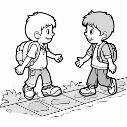 a boy is shown a thick and another path that is plain