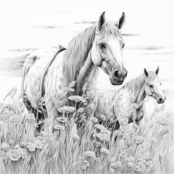 horses out in a meadow