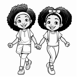 two afro girls laughing and walking together