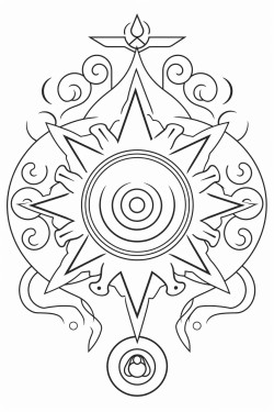a cute spiritual symbols  coloring bookvector white background black and white black drawing