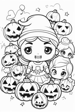 halloween coloring page white background bold line art