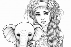 doll with pigtails and a stuffed elephant