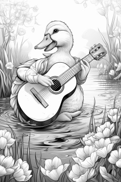 duck playing acoustic guitar