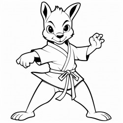 a cartoon kangaroo karate kicking