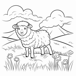 sheep grazing by a streem