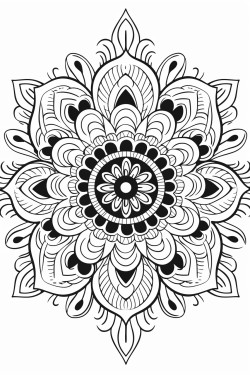 a cute tranquil mandalas   coloring bookvector white background black and white black drawing