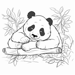 panda sleeping on a bamboo tree