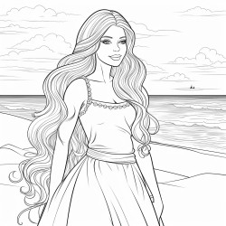 lady with long hair on the beach