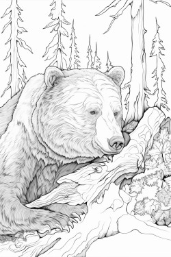 une fe qui dort contre un ours en forest