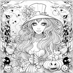 kawai style hallowen illustration
