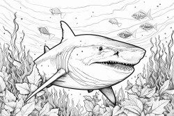 sur la meme page un requin un citron et un dinausaure