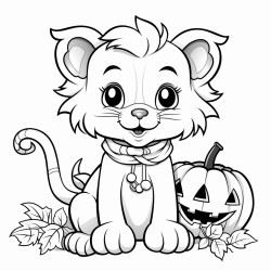 un lion en peluche dguis pour halloween