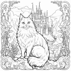 un chat fantastique dans une foret medievale
