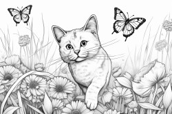a playful cat chasing butterflies 0