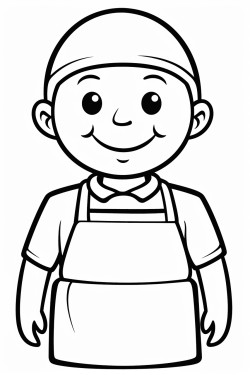 blank person no hair eyes nose or mouth in a large blank cooking apron