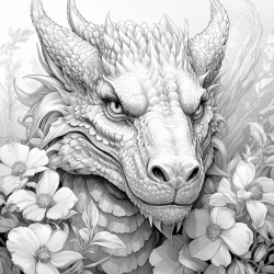 dragon with flowers