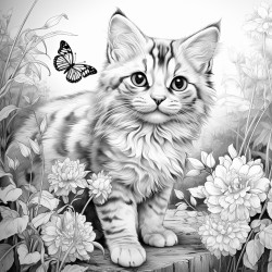 a playful cat chasing a butterfly