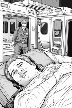 can you make a coloring page of an emt or ambulance responding to the scene of an emergency