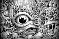 mystical eyeball with cool colors and shapes