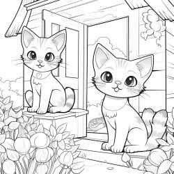 cats playing on the garden