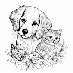 cat playing with dog