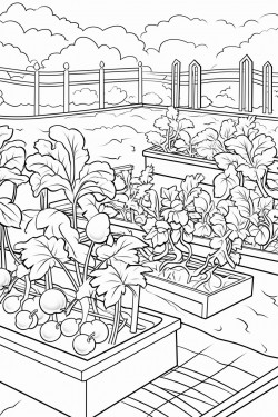 a vegetable garden with trellis and trainers