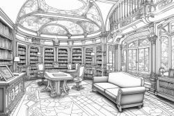 art neuveau style library interrior