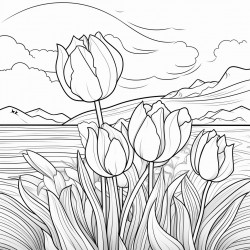 a picture of a tulip and and sunset