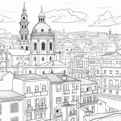 create a coloring page of lisbon city