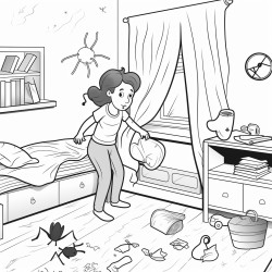 a mam ant tidying her room