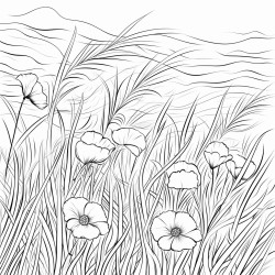 flower field swaying in the wind