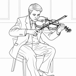 a man in a suit playing a violin