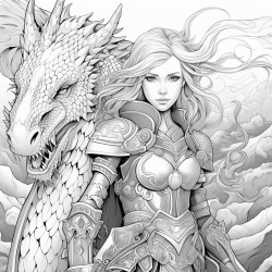 warrior women with dragons and armor being majestic