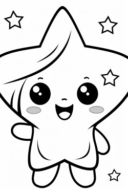 chibi cartoon character super cute holding stars and hearts