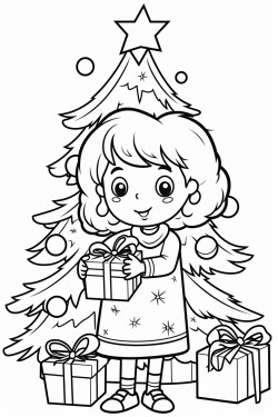 erstelle ein ausmalbild fr kinder weihnachten weihnachtsmann weihnachtsbaum geschenke