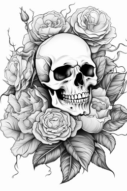 skull with roses