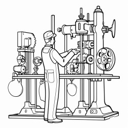 machinist standing at comparators looking at a tool