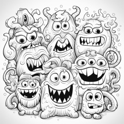 crochet themed cartoon monsters