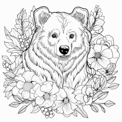 black bear with pattern inside with flowers