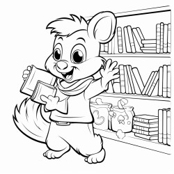 squirell throwing books off of shelves