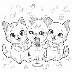 3 cute cats singing in karaoke room