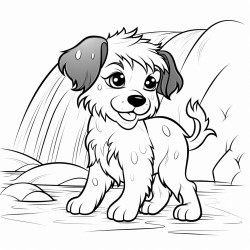 adog dancing waterfall