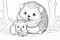 cute hedgehog playing with a stuffed dog