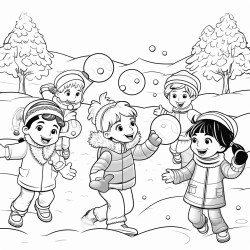 many children throwing snow balls