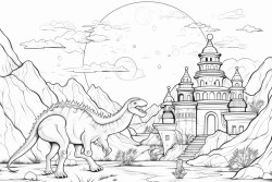 dinosaurioscastle on the moon kids playing around