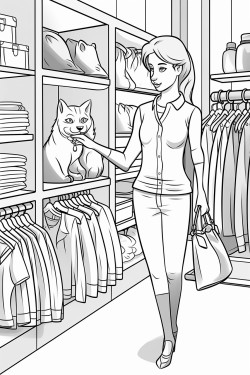 animal cougar shopping at clothing store