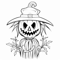 a scarecrow with a jackolantern as a head