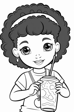 a cute black girl drinking boba