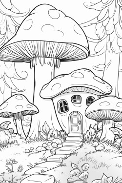 mushroom house in a forest