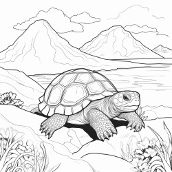 tortue de mer devant le volcan runion